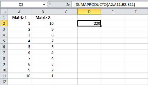Excel función SUMAPRODUCTO 7 Excel función SUMAPRODUCTO