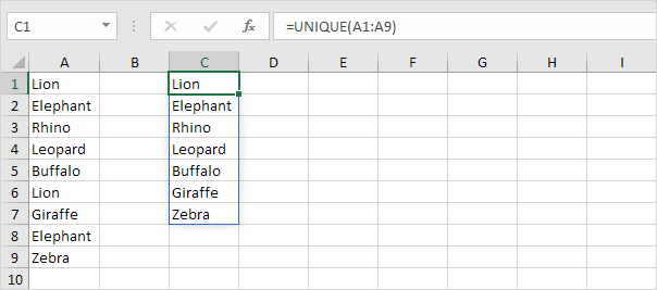 Excel función ÚNICA 1 Excel función ÚNICA