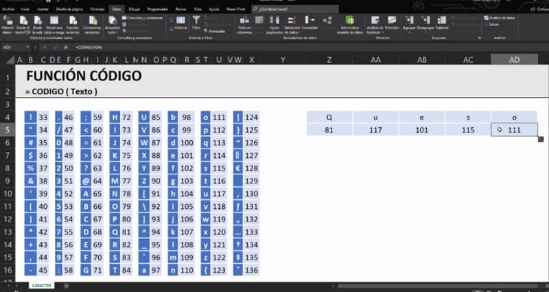 Función CÓDIGO de Excel 9 Función CÓDIGO de Excel