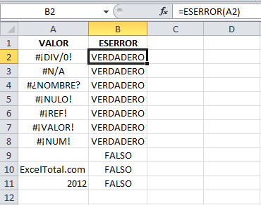 Función ESERROR de Excel 8 Función ESERROR de Excel