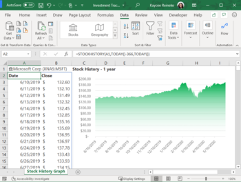Función Excel HISTORIAL DE EXISTENCIAS