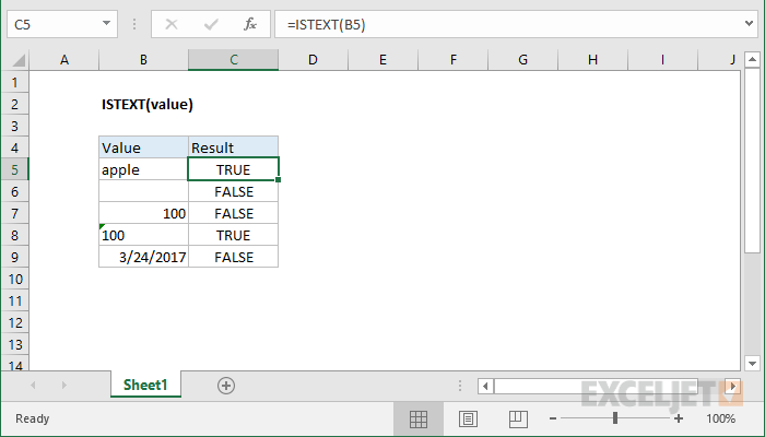 Función Excel ISKTEXT 1 Función Excel ISKTEXT