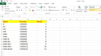 Función LONGITUD de Excel