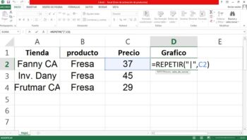 Función REPETIR de Excel