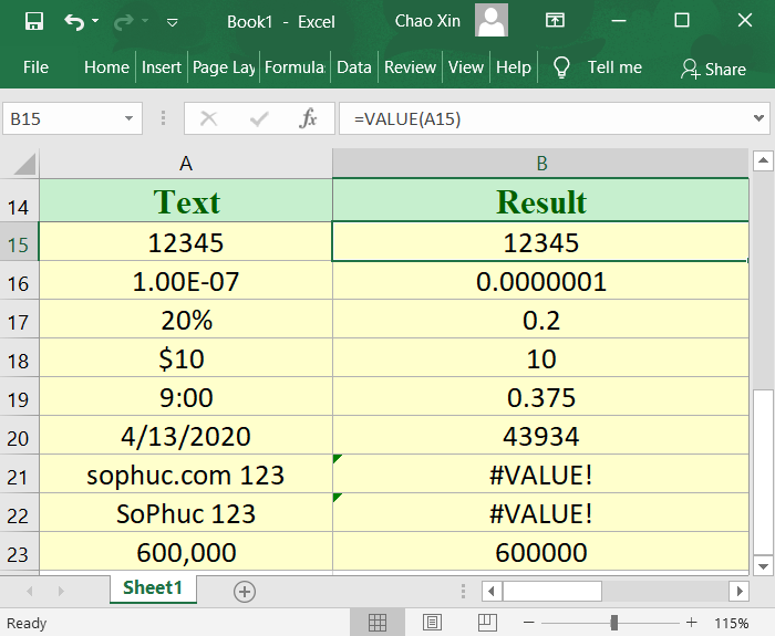 Función VALOR de Excel 4 Función VALOR de Excel