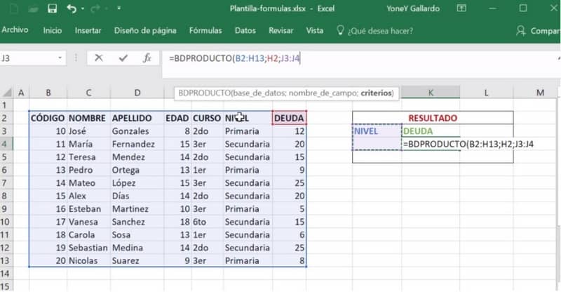 Función de Excel OBTENERDATOSPIVOTADOS 1 Función de Excel OBTENERDATOSPIVOTADOS