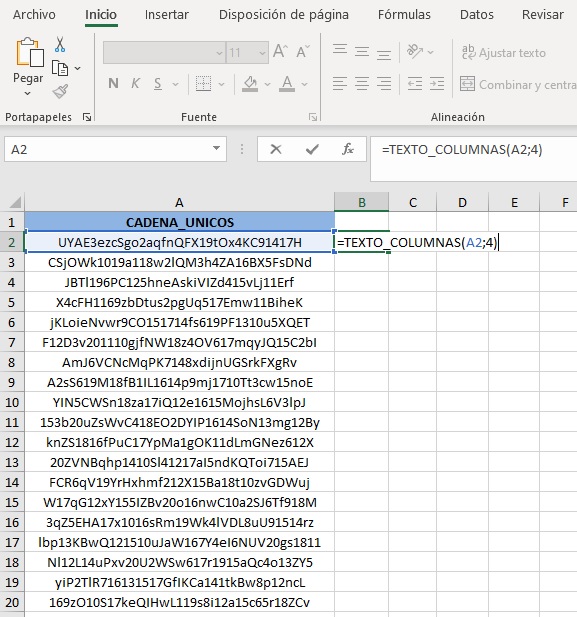 Función de SEPARACIÓN de TEXTO de Excel 3 Función de SEPARACIÓN de TEXTO de Excel